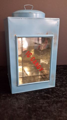 Appraisal: Vintage cent Tin Candy Jar with Glass Front Display window