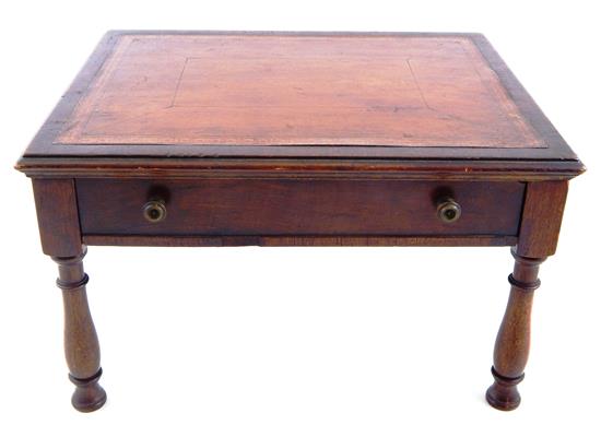 Appraisal: th C diminutive writing table mahogany oblong top tooled and