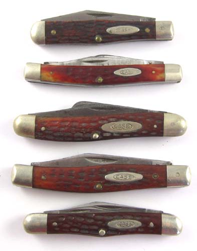 Appraisal: FIVE COLLECTABLE CASE POCKET KNIVES No marked Case XX open