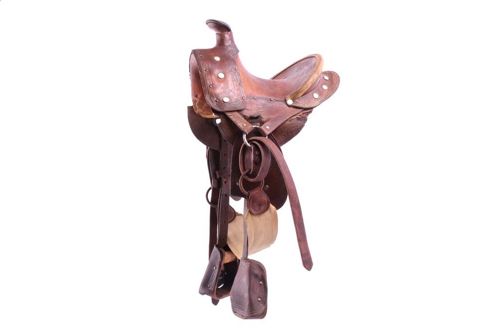 Appraisal: High Back Wade A-Fork Salesman Saddle c 's Featured in