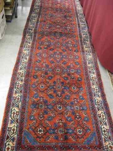 Appraisal: Hamadan Persian Handmade Runner flowering vine on red field '