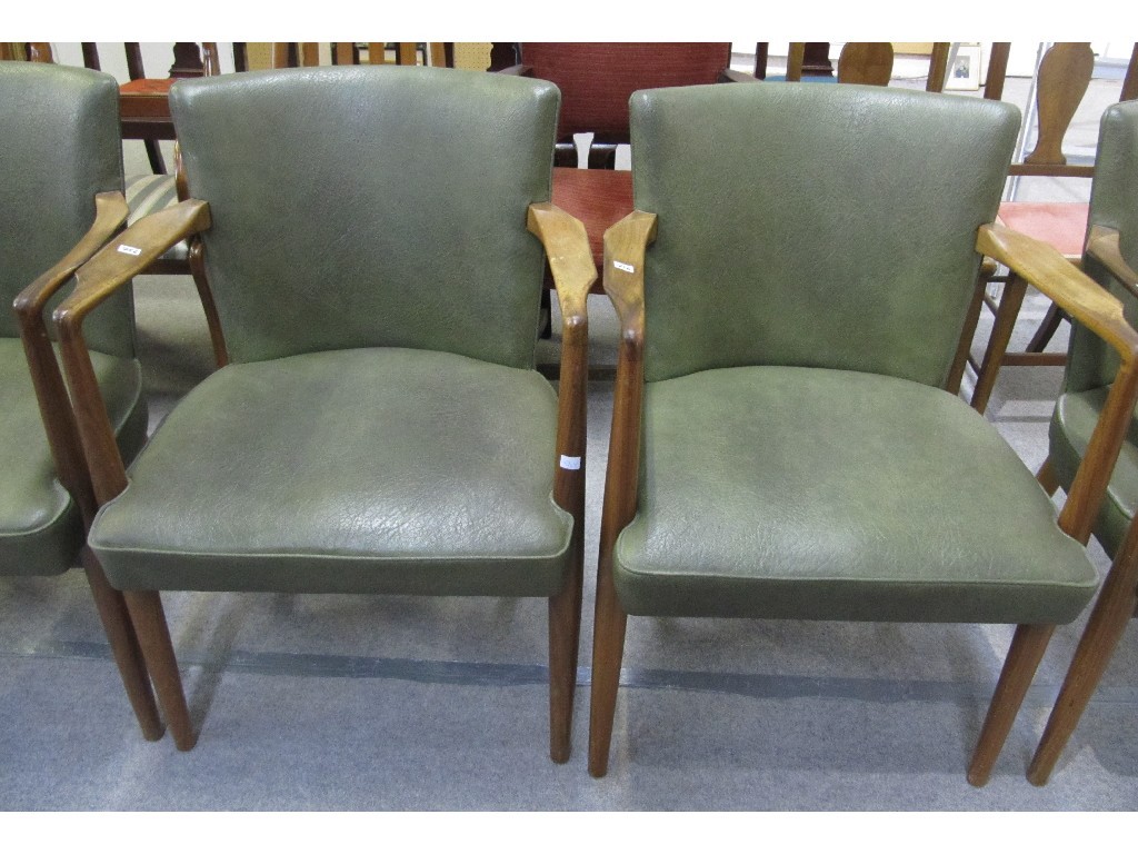 Appraisal: Set of twelve green Rexine upholstered armchairs