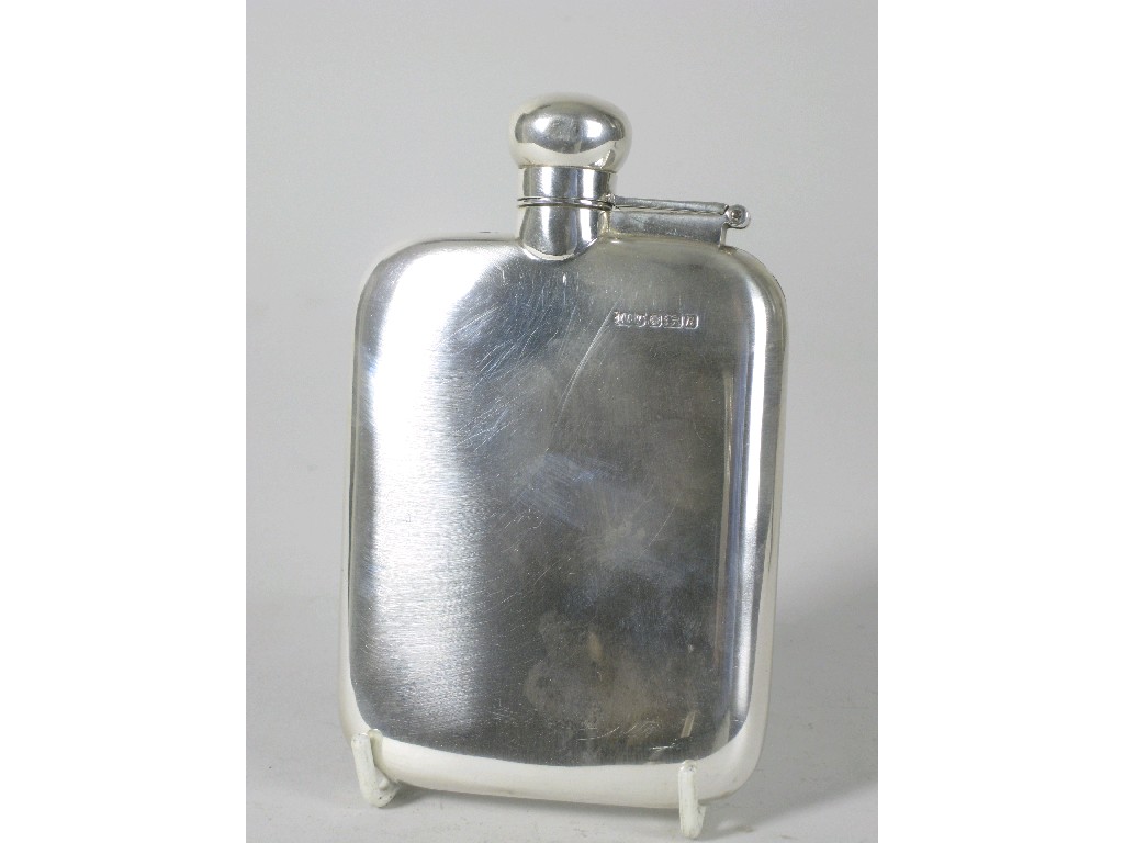 Appraisal: A modern plain silver Hip Flask Sheffield