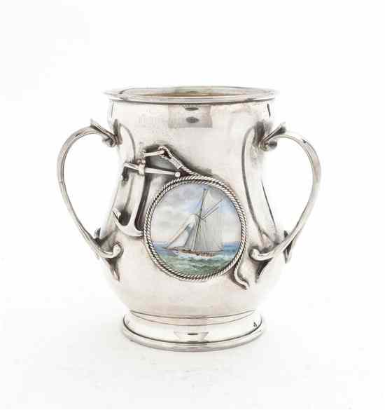 Appraisal: An American Sterling Silver and Enameled Diminutive Presentation Yachting Coup