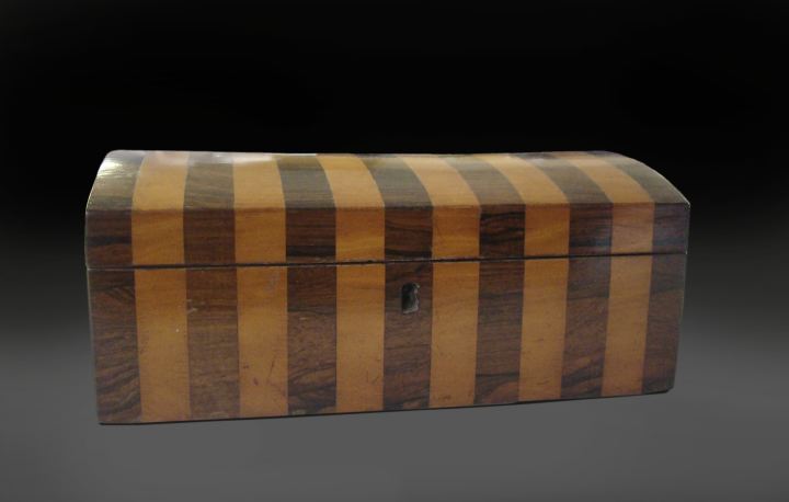 Appraisal: Regency Rosewood- and Satinwood-Banded Dome-Lidded Jewel Casket first quarter th