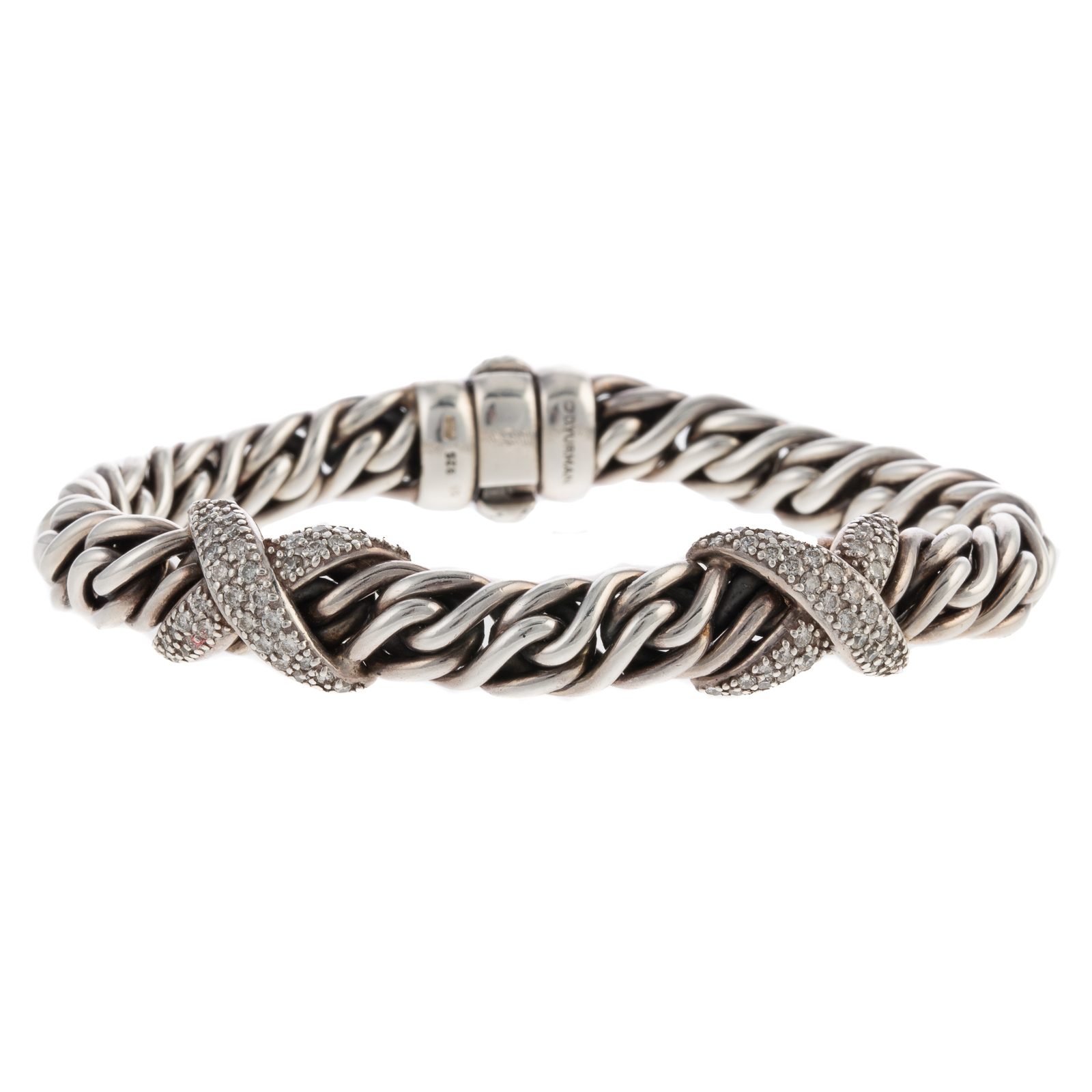 Appraisal: A STERLING DIAMOND X BRACELET BY DAVID YURMAN Sterling silver