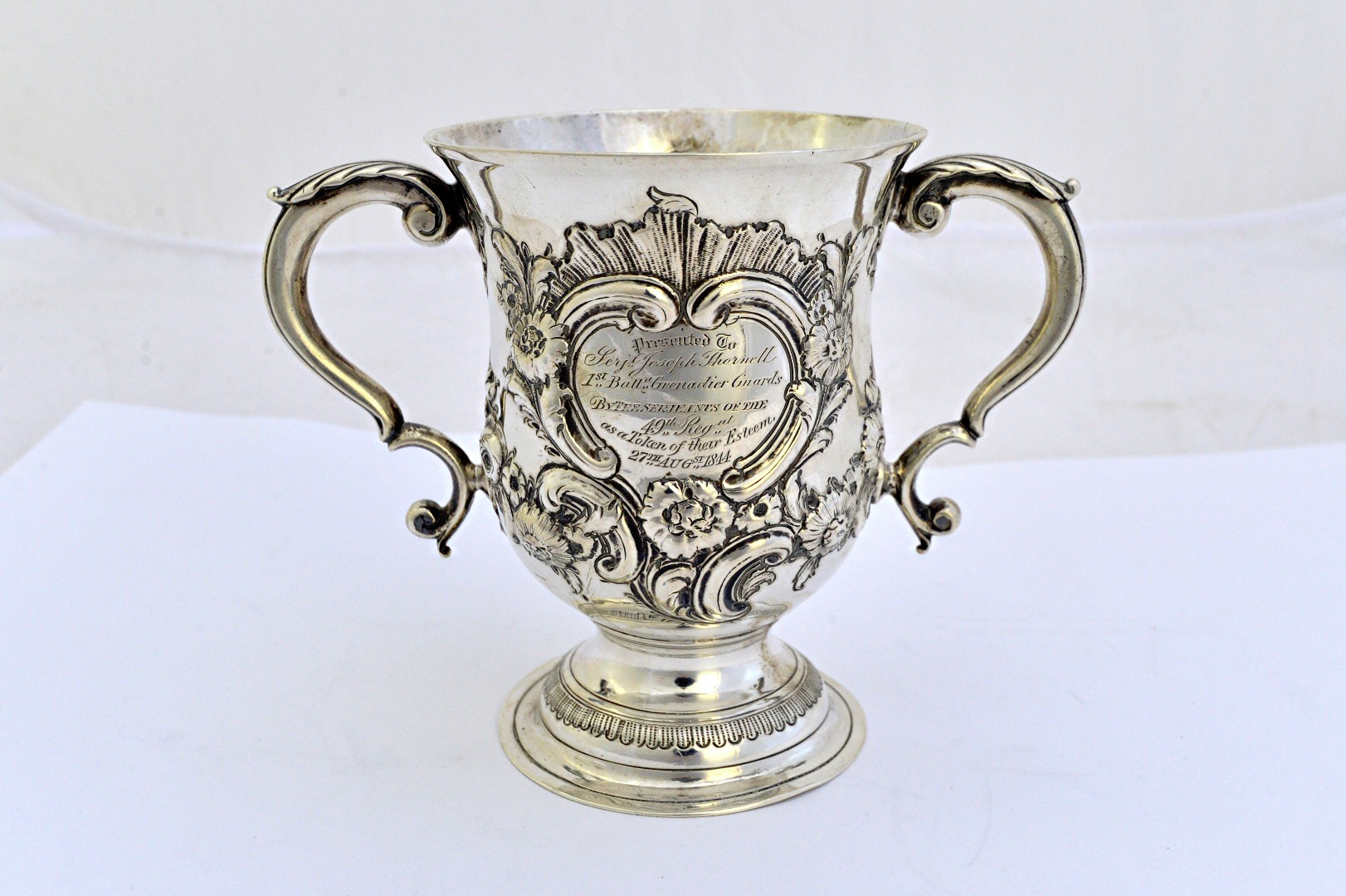 Appraisal: A late George II silver twin handled trophy cup with