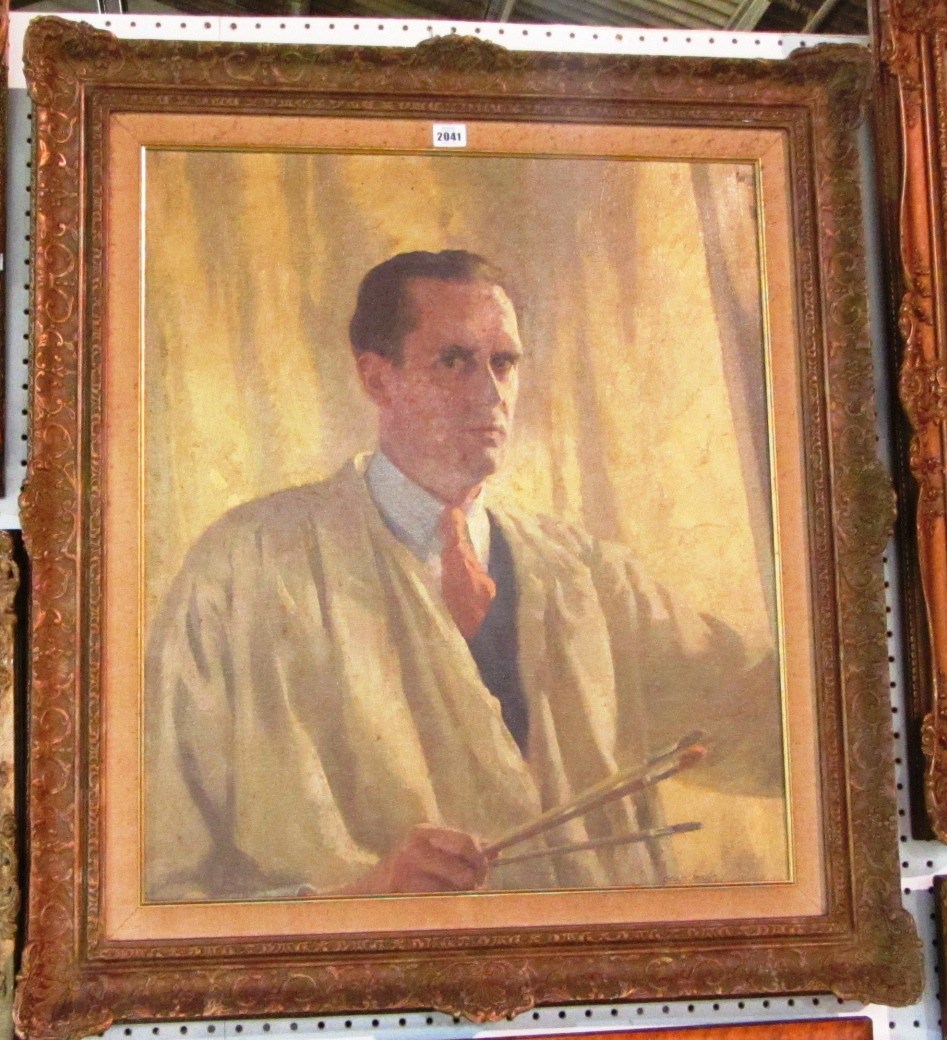 Appraisal: George William Leech th century Self portrait oil on canvas