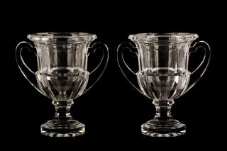 Appraisal: Pair of Tiffany Co Urn Form Crystal Vases Tiffany Co