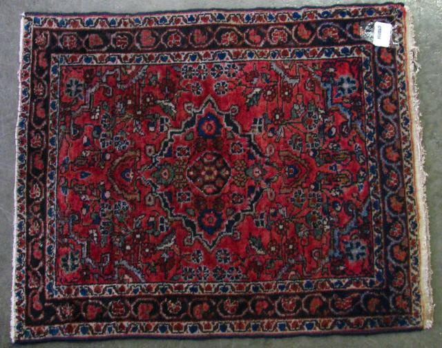 Appraisal: Antique Persian mat ' x ' ' Sarouk pattern good