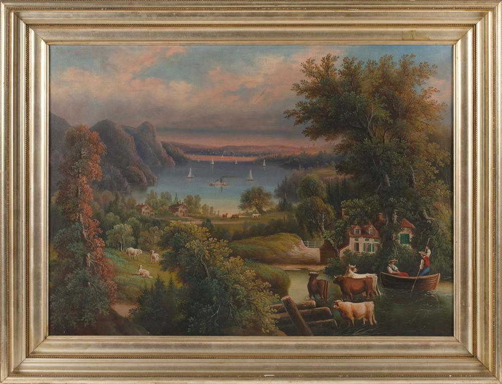 Appraisal: HUDSON RIVER SCHOOL AMERICA LATE TH CENTURY SUNSET OVER THE