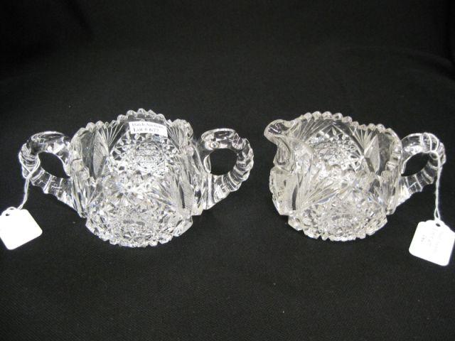 Appraisal: Brilliant Period Cut Glass Creamer Sugar fancy starburst cross-hatching tall