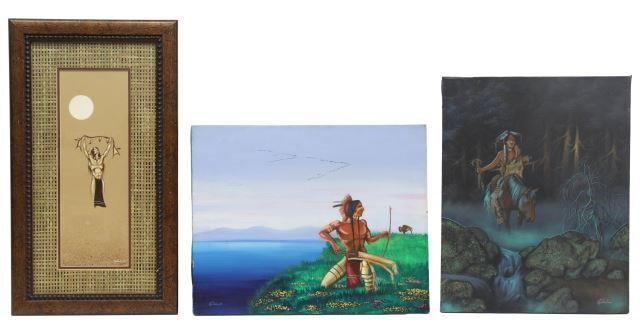 Appraisal: lot of Native American paintings signed J Yellowhair Jeff Yellowhair