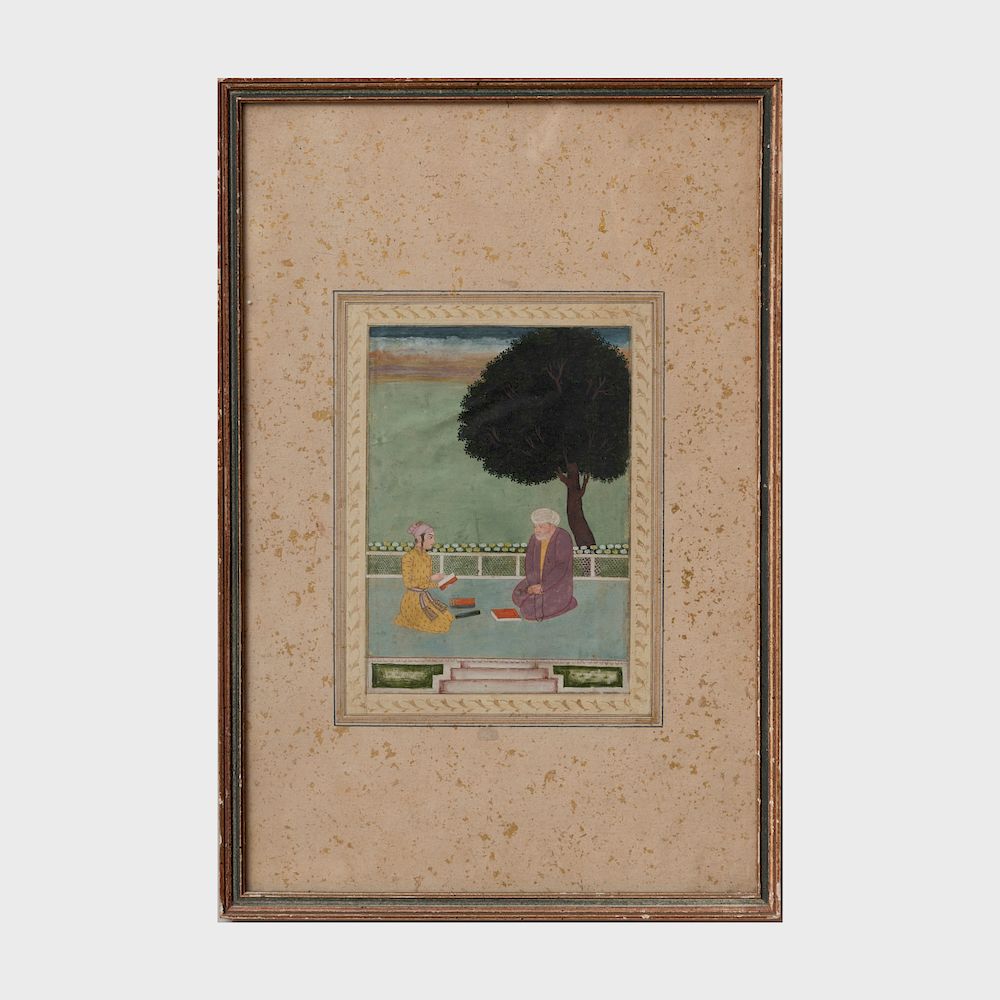 Appraisal: Indian School Two Men Under a Tree Gouache on paper