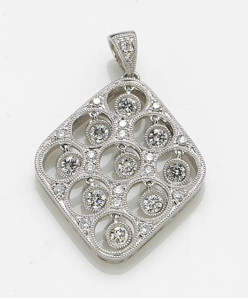 Appraisal: A diamond and k white gold pendant