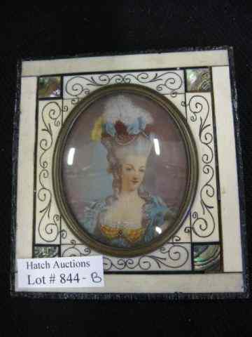 Appraisal: Miniature Portrait on Ivory of a Woman elaborate outfit ''