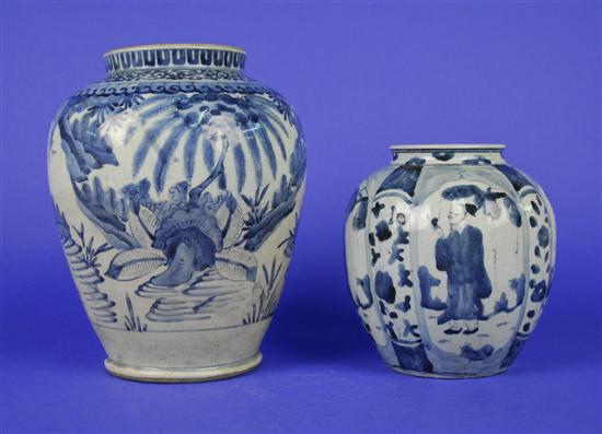 Appraisal: TWO CHINESE BLUE AND WHITE VASES a lobed vase possibly