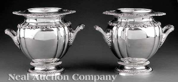 Appraisal: A Pair of Decorative Silverplate Wine Coolers marked Royal Castle