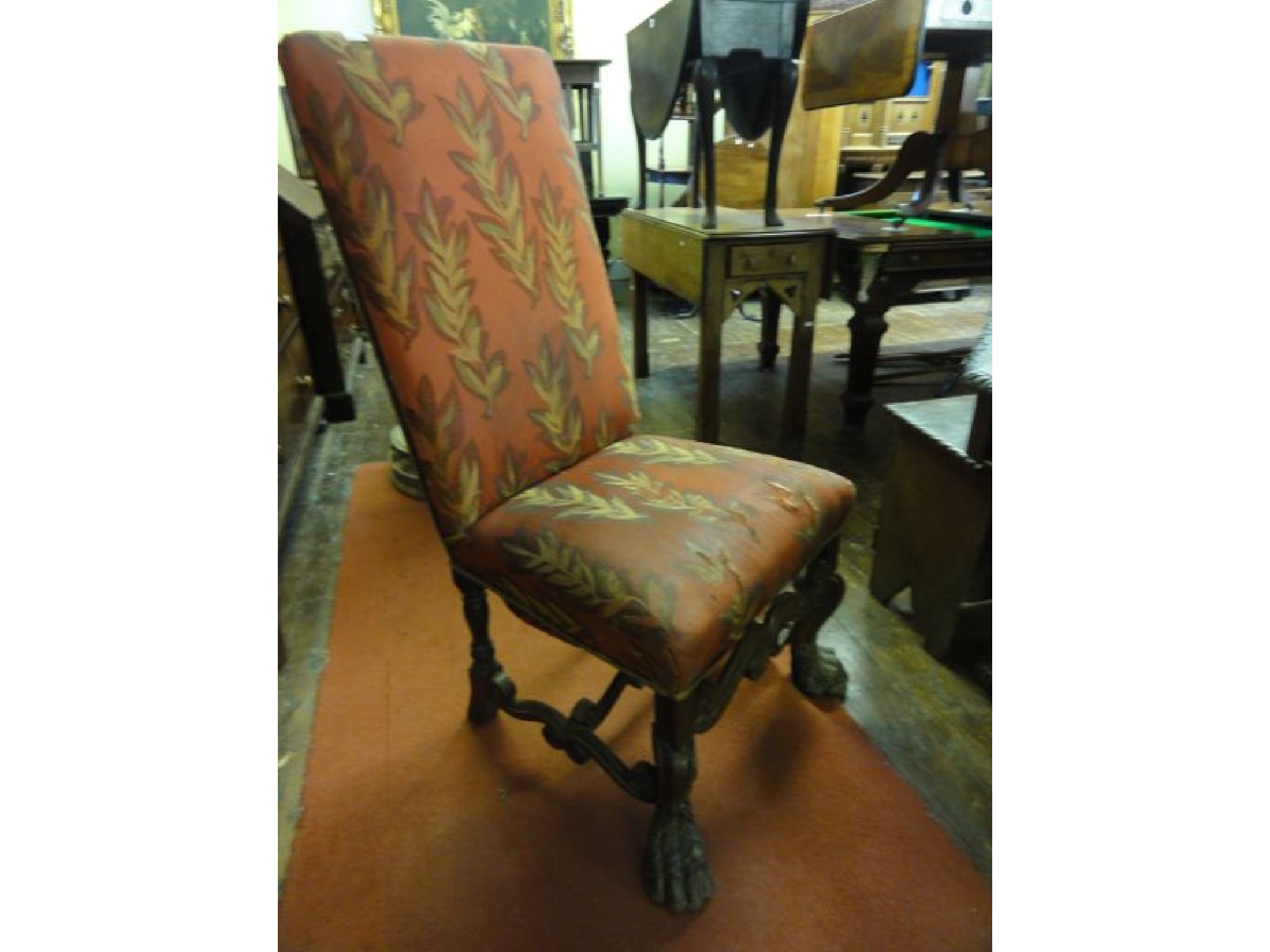 Appraisal: A substantial Georgian mahogany side chair with upholstered seat and