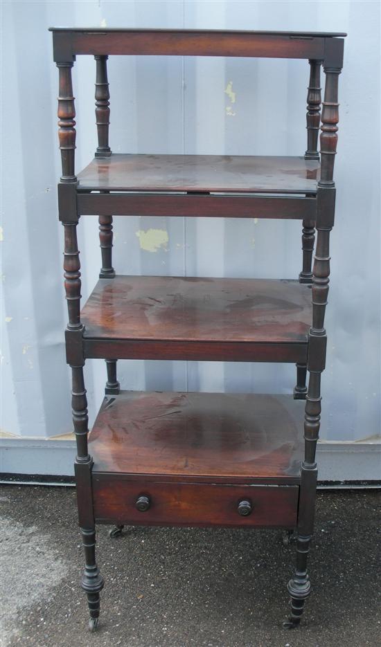 Appraisal: A th century rosewood four tier whatnot on turned supports