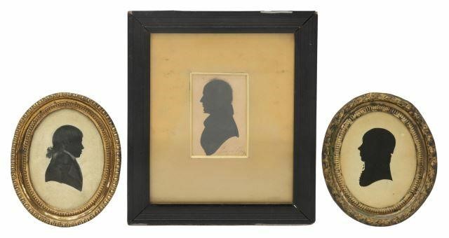 Appraisal: lot of Framed portrait silhouettes including hollow-cut silhouette young man