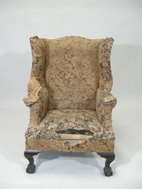 Appraisal: Chippendale Style Wing Chair Late th c probably English beech