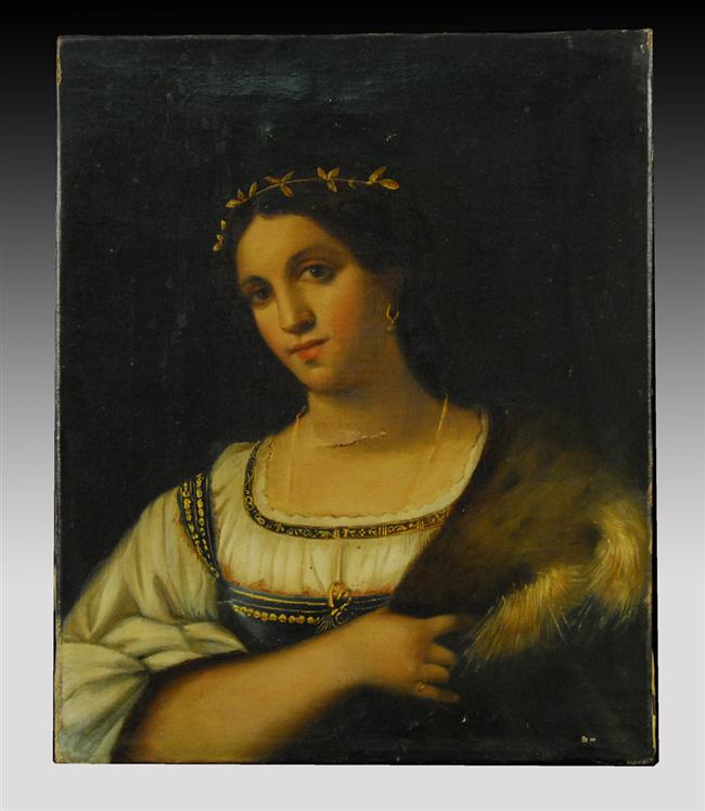 Appraisal: ITALIAN SCHOOL th century PORTRAIT OF A WOMAN WITH FUR