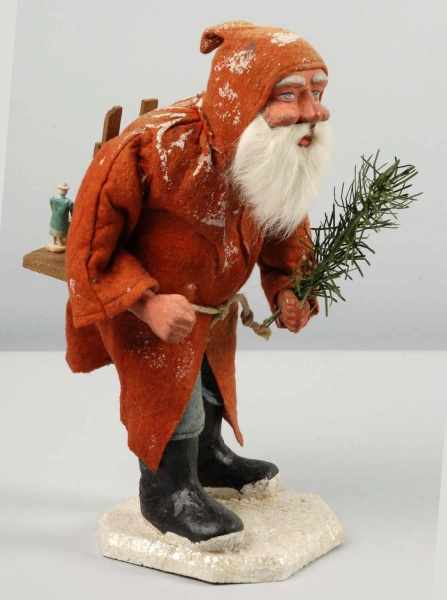 Appraisal: Stooped Over Santa with Wooden Carrier on Back Description Composition