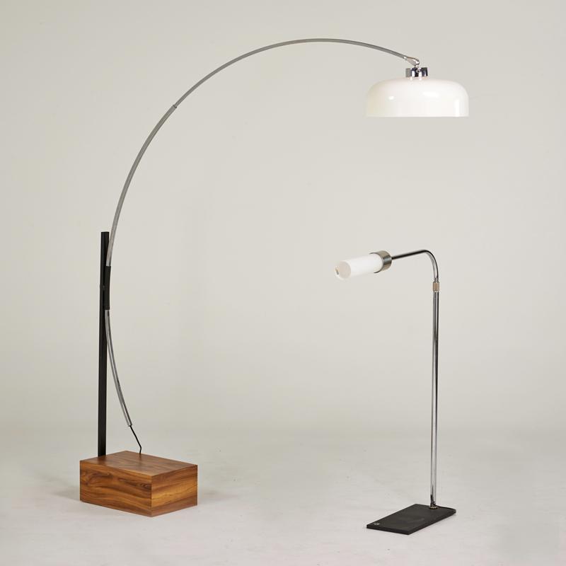 Appraisal: PIERRE CARDIN ETC Two floor lamps France s Chromed and