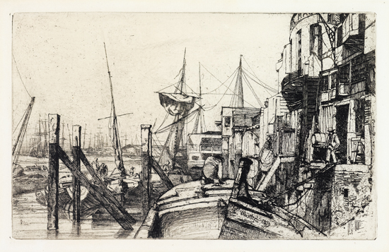 Appraisal: JAMES A M WHISTLER Limehouse Etching on antique cream laid