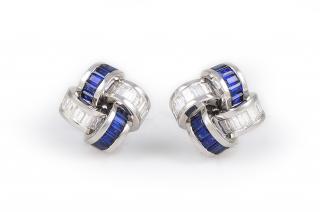 Appraisal: Asprey Sapphire Diamond Earrings Asprey platinum sapphire diamond earrings Diamond