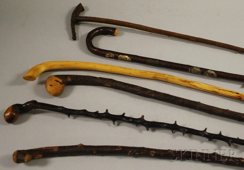 Appraisal: Six Assorted Root and Wood Walking Sticks and Canes