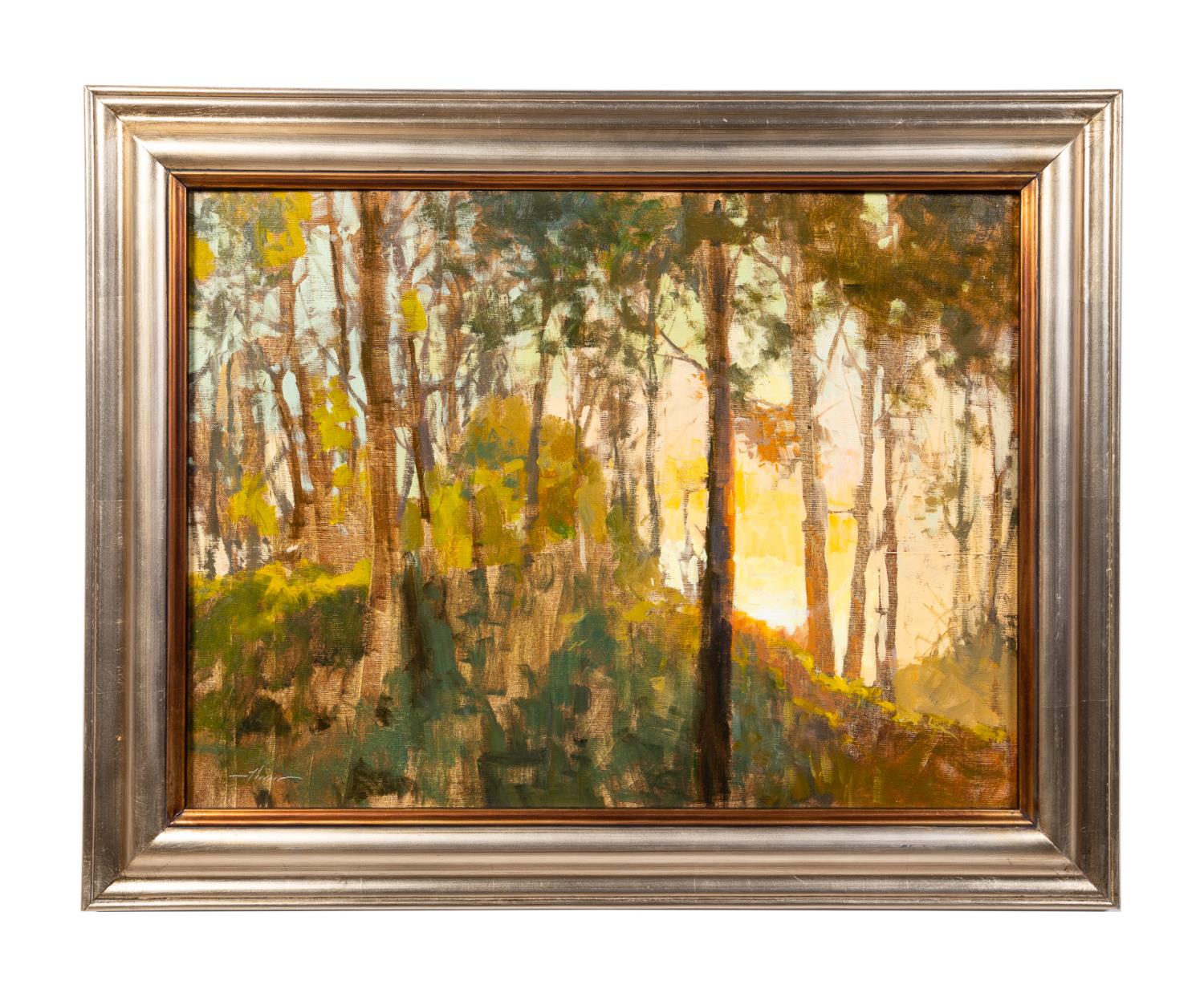 Appraisal: JASON SACRAN PIEDMONT SUNRISE FOREST LANDSCAPE Jason Sacran American b