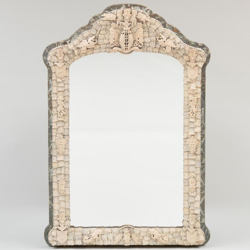 Appraisal: Large Napoleon III Carved Bone Mirror Dieppe ft in x