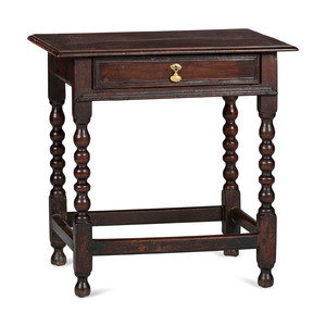 Appraisal: A William and Mary Block and Ball Turned Side Table