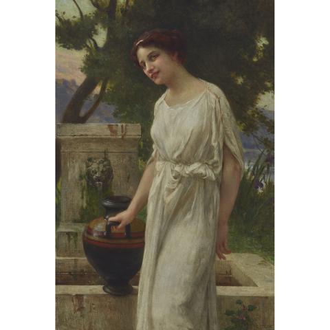 Appraisal: Guillaume Seignac - NEOCLASSIC BEAUTY AT THE WELL French Oil