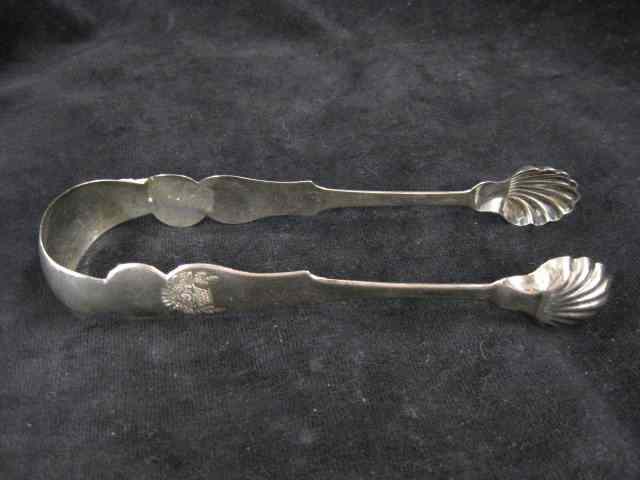 Appraisal: Early American Coin Silver Tongs with Scarcebasket of flowers design