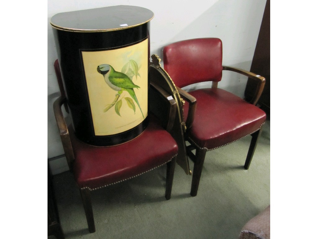 Appraisal: Lot comprising pair of open armchairs mirror and a laundry