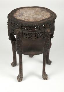 Appraisal: A Chinese export carved hardwood lamp table Late th early