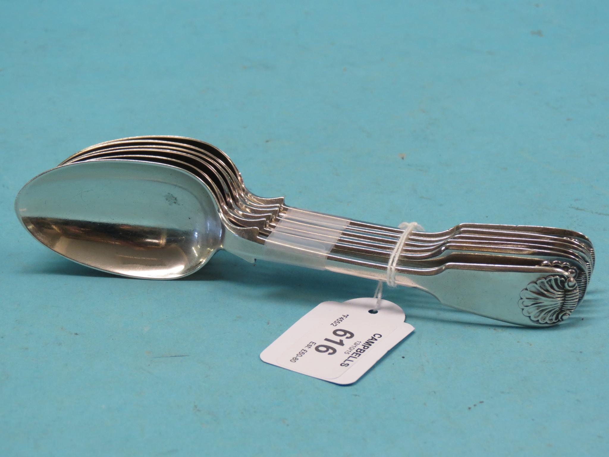 Appraisal: A set of five early Victorian silver fiddle and shell