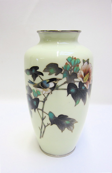 Appraisal: JAPANESE CLOISONNE VASE in baluster form with a bird perched