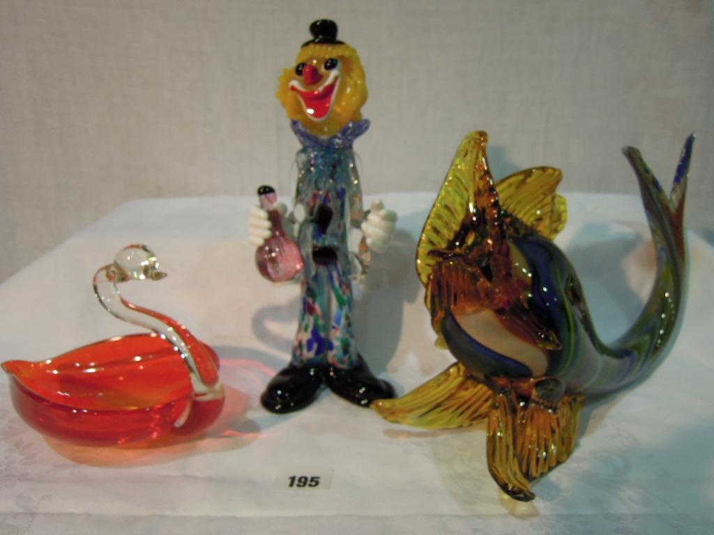 Appraisal: A collection of Murano glassware comprising a figure of a