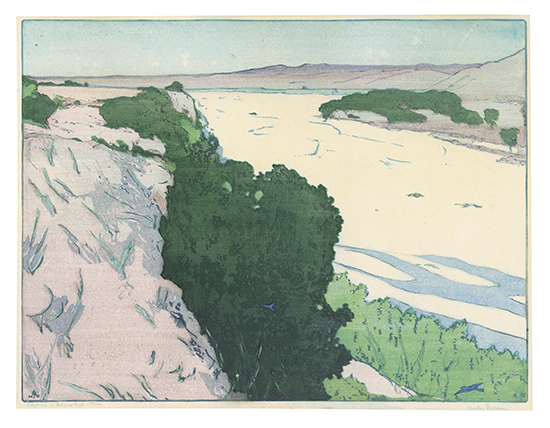 Appraisal: FRANK MORLEY FLETCHER California --Salinas River Color woodcut on Japan