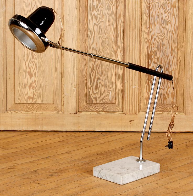 Appraisal: ADJUSTABLE CHROME METAL LAMP MARBLE BASE C An adjustable chrome