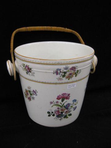 Appraisal: English Ironstone Bucket floral decor swing handle tall x diameter