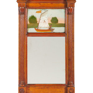 Appraisal: Two Reverse Paint Decorated Mirrors a th century grain-painted example