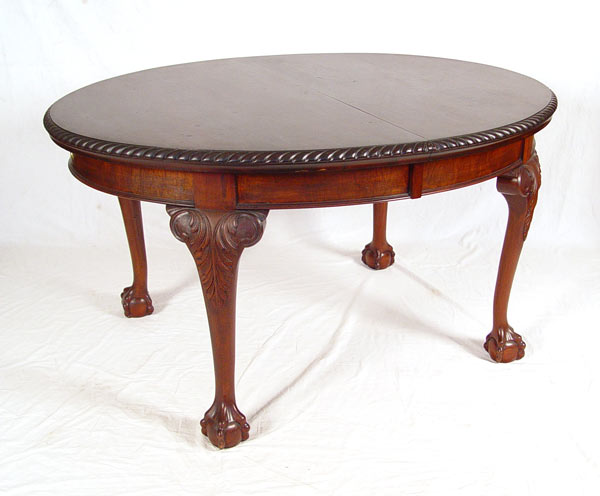 Appraisal: BALL CLAW FOOT MAHOGANY DINING TABLE Crank slide table with