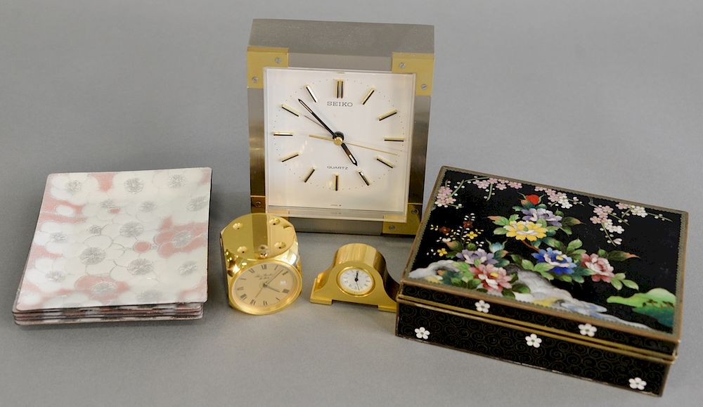 Appraisal: Jean Roulet brass dice clock small Focus brass clock cloisonne