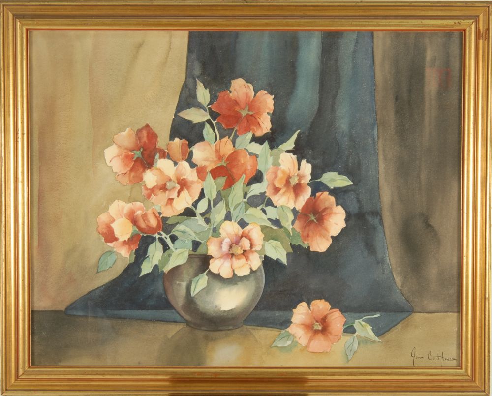 Appraisal: JOHN CUTHBERT HAREAmerican - Floral still life Signed lower right