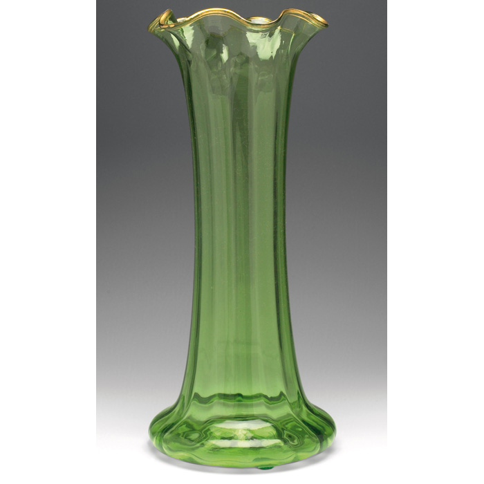 Appraisal: Moser vase attribution monumental shape with a ruffled rim in